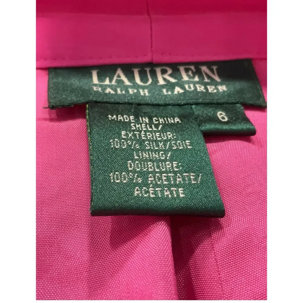 Lauren Ralph Lauren Hot Pink Silk High Rise Trousers Pants 6